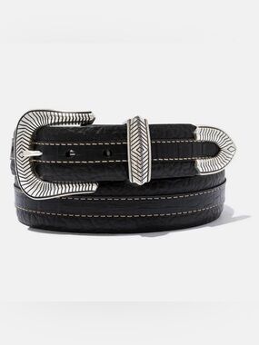 NWT Genuine Bison Leather Western Belt with Silver-Tone Buckle